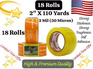 18 Rolls 2" X 110 Yards X 2 Mil Carton Sealing Clear Packing Tape Box Shipping - Picture 1 of 8