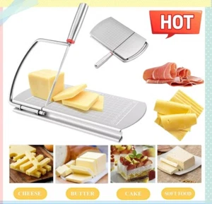 Stainless Steel Cheese Slicer Kitchen Cheese Cutter Board w/Size Scale Hand Tool - Picture 1 of 14