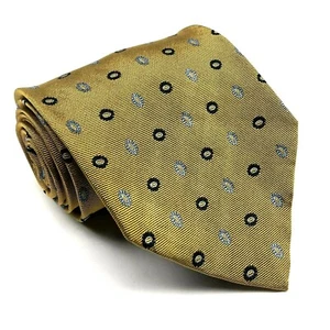 Breuer Mens Gold Dots Flower Pattern 100% Silk Neck Tie Made in France - Picture 1 of 8
