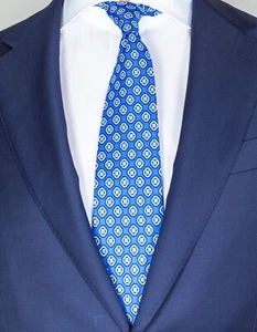 Cesare Attolini Krawatte in blau mit hellblau-weiß-dunkelblauem Muster RegEUR150 - Bild 1 von 1