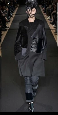 Junya Watanabe Abrigo Capa S Chaqueta Negro Lana Patchwork Pasarela Comme des Garçons Foto 1 de 4