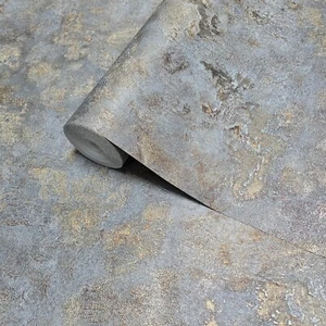 Dark Gray bronze metallic faux mud plaster distressed textured modern Wallpaper - Picture 1 of 19