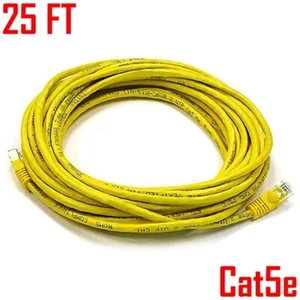 25FT Cat5E RJ45 Patch Cable UTP Stranded Network LAN Ethernet Yellow Cat5 Wire - Picture 1 of 1