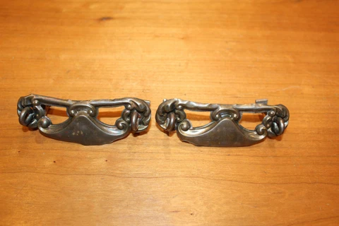 Pair of Lightweight Pressed Bronze Dresser Drawer Back Plates Less Bails G-3 Cover