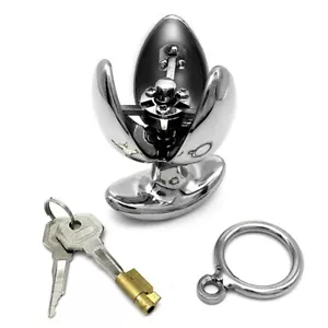 Stainless Steel Adjustable Chastity Device Locking Opening Plug Anal Sex Toys - Picture 1 of 8