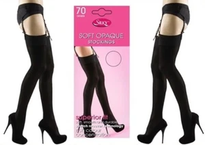 Medias Negras Opacas Sexy Microfibra Suave Gruesas 70 Denier 0ne Talla 8 10 12 14 - Imagen 1 de 18