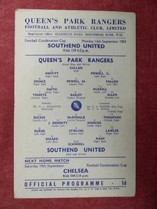 QPR v SOUTHEND UNITED | 1953/1954 | RESERVES | 14 SEP 1953 | UK FREEPOST - Picture 1 of 2