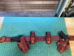 Handmade Leather 1911 Holster & mag pouches belt complete rig - Picture 1 of 10