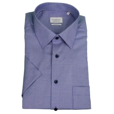 Eterna Hombre Businesshemd Manga Corta Confort Fit Azul 1098 K181 15 - Imagen 1 de 3