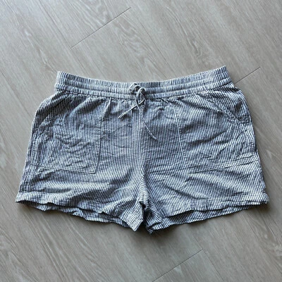 Pantalones Cortos J Crew Factory Medianos Rayas Mezcla de Lino Bolsillos Informales Foto 1 de 4