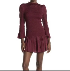 DO+BE gerafftes gesmoktes Kleid in Merlot SMALL neu mit Etikett CC - Bild 1 von 4