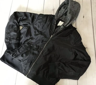 Full Tilt Junior’s Black And Gray Size XL Double Zip Hooded Jacket - Image 1 of 4