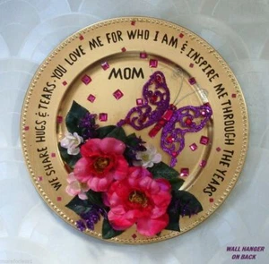 MOM Mother New Plaque Wall Hanging Sign 12.9" Poem Butterfly Silk Flowers MRBP01 - Picture 1 of 3