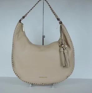 Neu Michael Kors Oyster Lauryn Large Schultertasche Leder MK Logo Tote Whipped - Bild 1 von 7