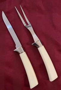 Vintage Sheffield Regent England 2-teiliges KÖCHE SCHNITZSET elfenbeinfarbene Griffe Edelstahl NEU - Bild 1 von 4