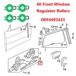 4X Front Power Window Regulator Guide Roller Clip For Saab 900 9-3 9-5 4493433 - Picture 1 of 8