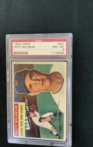 1956 topps #307 Hoyt Wilhelm Psa 8 NY Giants HOF’er - Foto 1 di 1