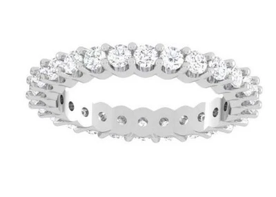 Lab Grown Diamond Eternity Band Round  2 TCW Diamond Ring with 14 KT White Gold - Image 1 of 4