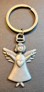 Angel Heart Girl Religious Christian Pewter Metal Key Ring - Picture 1 of 3