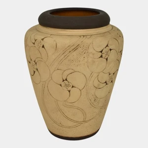 Weller Burntwood 1910s Art Deco Pottery Floral Brown Ceramic Flower Vase - Picture 1 of 6