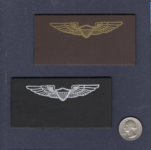 Privater ziviler Pilot Flügel individuelles Namensschild 2 x 4 Lederaufnäher - Bild 1 von 1