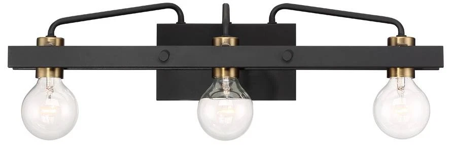 Luz de baño tocador negra de 3 luces Ravella 24" de ancho Foto 1 de 1