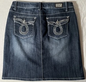 Earl Jean denim skirt Womens size 6 Blue thick stitch embroidered*FREE SHIPPING* - Picture 1 of 7