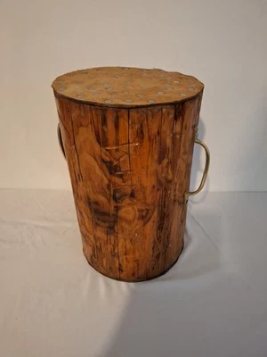 Solid Wooden log stool / side table  natural finish, outside or indoors Tiki - Image 1 of 4