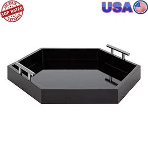 Modern Hexagon Tray Decorative Storage Display Glossy Finish Stylish Organizer - Picture 1 of 6