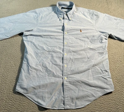 Camisa Polo Ralph Lauren Para Hombre Grande Azul Carne Poni Manga Larga Con Botones Foto 1 de 4