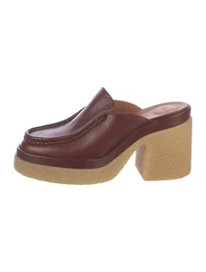 Chloe Womens Brown Red Oxblood Leather Chunky Mules sz 38 - Picture 1 of 9