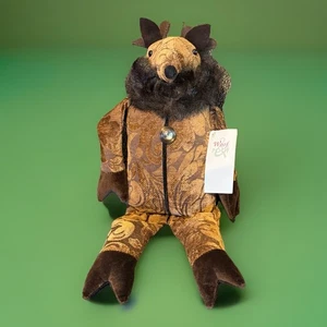 Vtg 2002 Woof & Poof 20” Reindeer Brown Brocade Fabric Christmas Decor - Musical - Picture 1 of 11