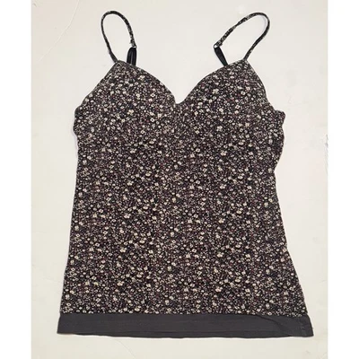 Y2K Vintage Lei White Purple Floral Print Cami Tank Top Blouse W/ Padding - Image 1 of 4