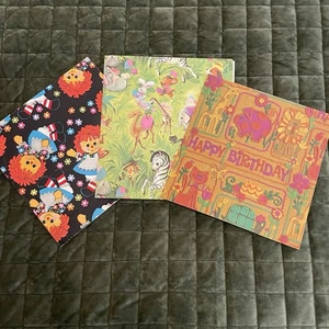 Vintage Wrapping Paper Set Full Sheets Birthday Holiday Gift Wrap Childlike Fun - Picture 1 of 4