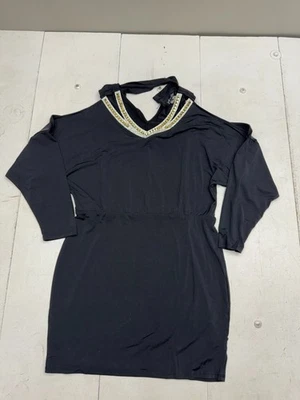 Vestido Venus negro liso hombro frío manga larga para mujer talla XL Foto 1 de 4