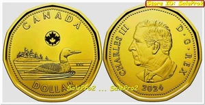 CANADA 2024 CANADESE LOON KING CHARLES III BU RARA MONETA DA 1 DOLLARO LOONIE UNC - Foto 1 di 2