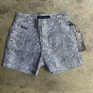 Vintage Y2K Neu mit Etikett RVT Jeans Co 11/12 schwarz-weiß Reptil hohe Taille Shorts - Bild 1 von 3