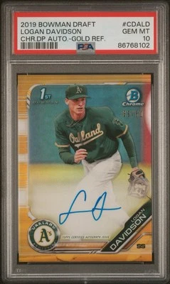 2019 LOGAN DAVIDSON BOWMAN CHROME GOLD REFRACTOR 1ST AUTO AUTOGRAPH /50 PSA 10 - Image 1 of 2