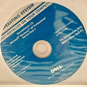 Microsoft Windows XP Professional SP3 Dell Reinstallation CD Disc - NEW Sealed - Picture 1 of 1