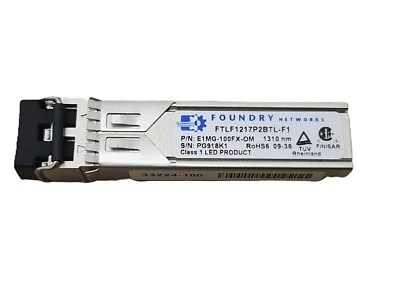 6x Finisar Foundry Networks Transceiver FTLF1217P2BTL-F1 SFP E1MG-100FX-OM - Image 1 of 4