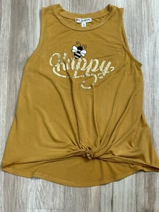 Love Glam Girl Girls Yellow Tie Front Sleeveless Tank Bumblebee Bee Happy Small - Picture 1 of 5