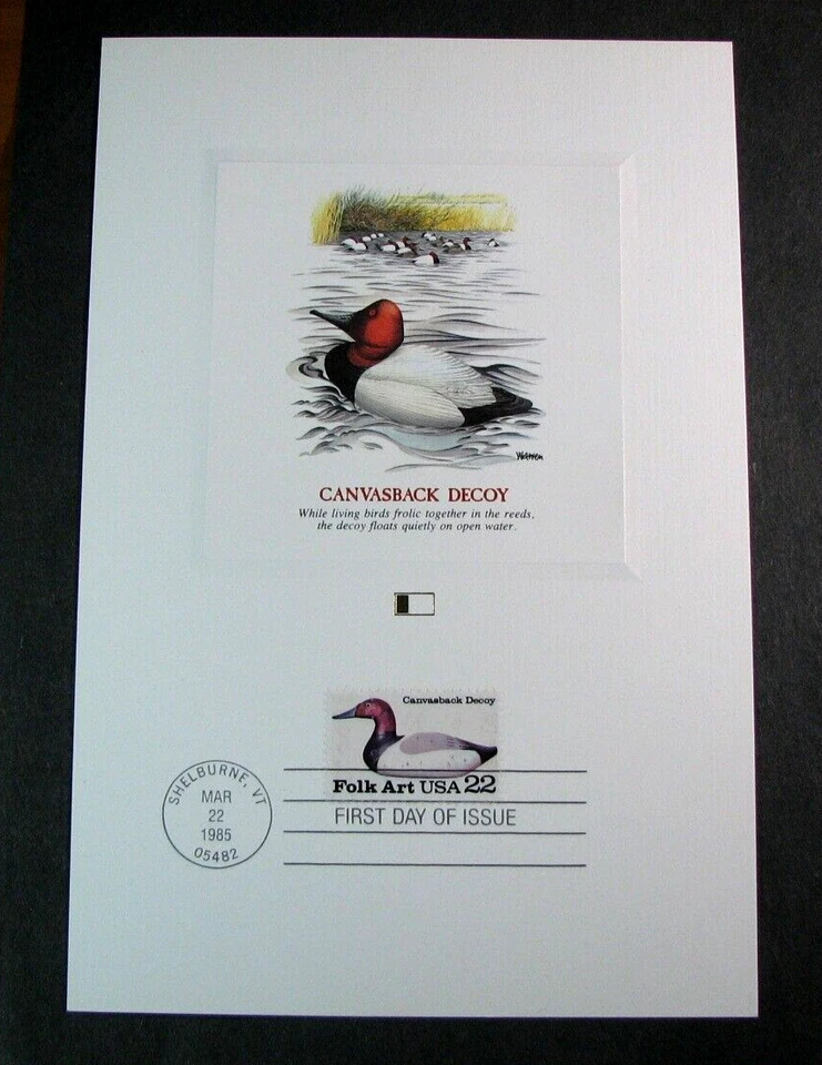 US Stamp FDC Scott# 2140 Canvasback-Duck Decoy Proof Card 1985 Used H315 - Image 1 of 1