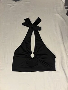 shein black tie top size small with metal ring detail - Picture 1 of 4