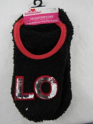 Acogedores calcetines deportivos Love con lentejuelas rojas negras para mujer día de San Valentín talla: 4-10 nuevos con etiquetas Foto 1 de 4