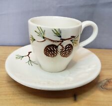 Vintage Victoria Ceramics Japan Pine Cone Deer Espresso Small Tea Cup and Saucer
