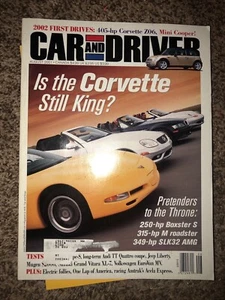 Car and Driver Magazine August 2001 Corvette Boxster SLK32 AMG BMW Roadster - Picture 1 of 1