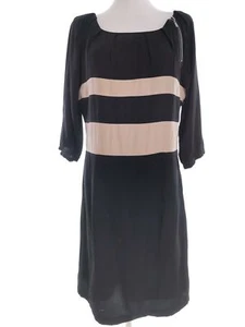 Dranella T. 40 Nero Midi Vestito a A Manica 3/4 Righe Logo - Foto 1 di 5