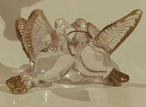Lot of 6 Kissing Love Birds 3.25" Clear Acrylic  Christmas Ornament O1102 - Picture 1 of 6