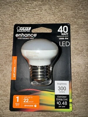 Feit Electric BPR14DM/927CA R14 40W 2700K 300 Lumens Soft White LED New Sealed - Image 1 of 2
