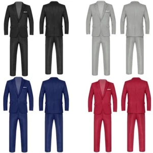 Slim Fit 2 Teiler Anzug für Herren Ein Knopf Freizeit Formell Hochzeit Smoking Anzüge - Bild 1 von 56